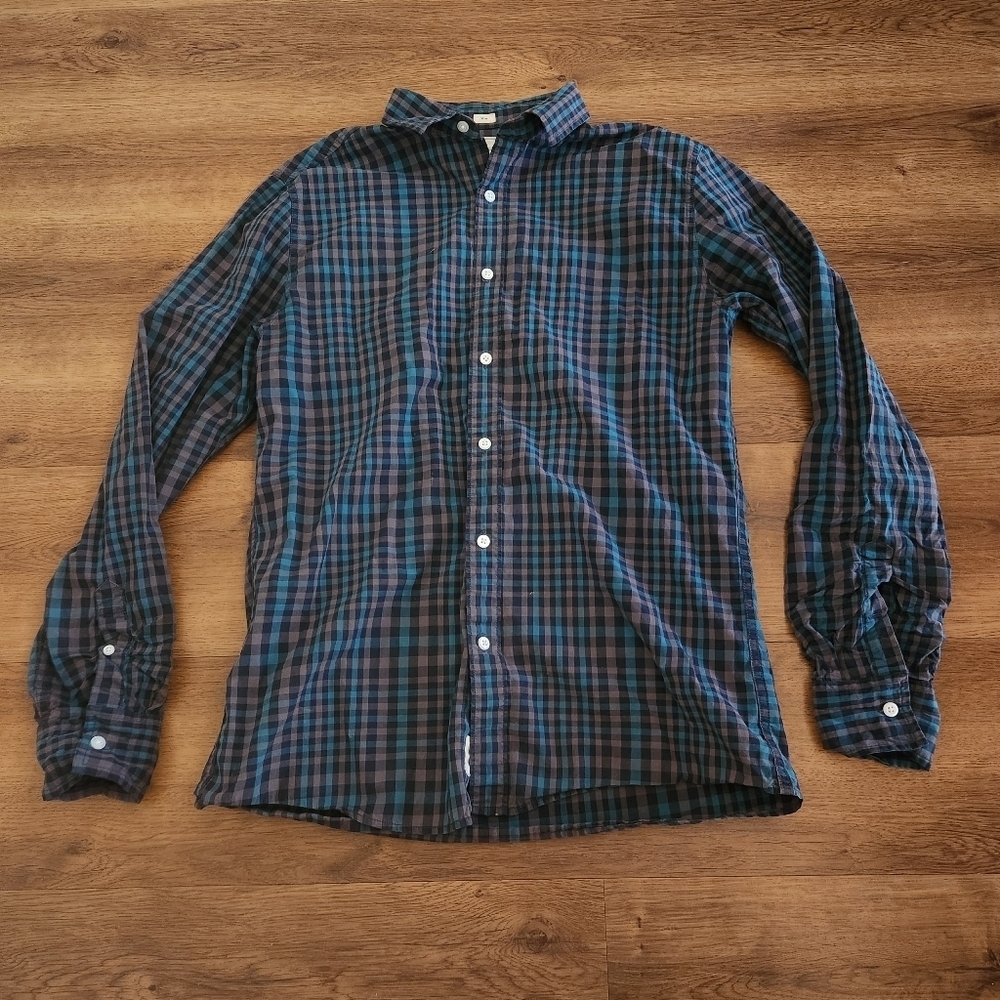 Bixby Nomad Gingham Slim Button Up Size Medium Tall
